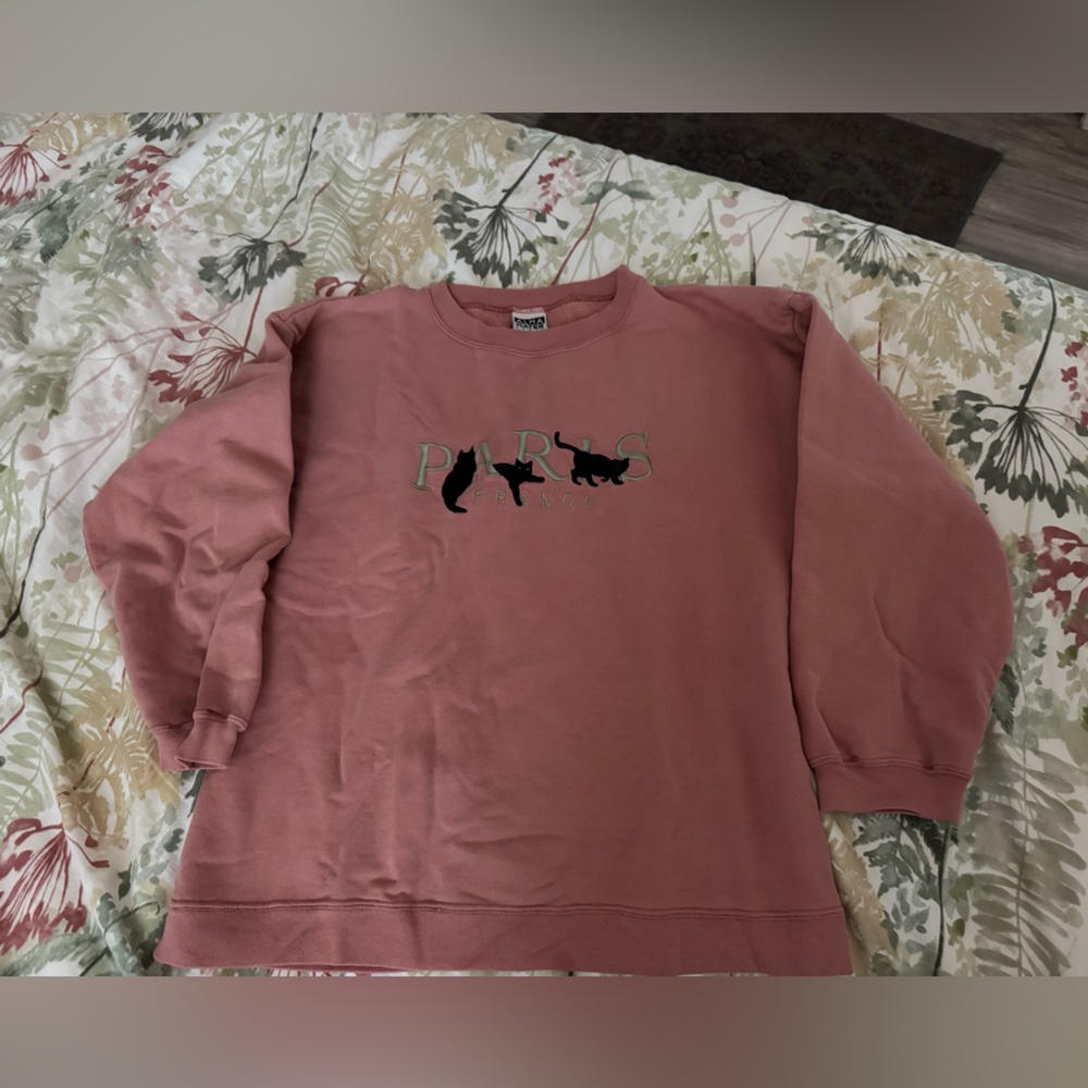 Women's Paris Graphic Crew Neck Sweater - Pink
